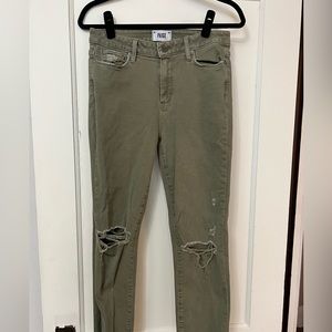 Paige Hoxton Slim Crop Green Demim